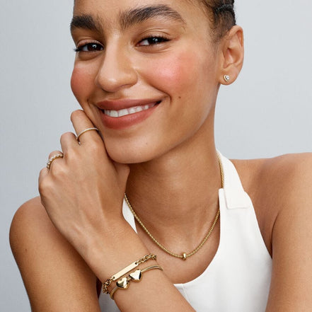 Pandora Moments 14K Gold-Plated Heart Round Clip Charm