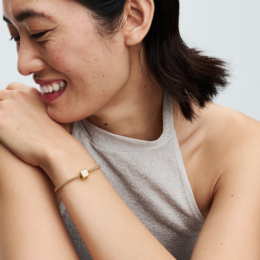 Pandora Moments Gold Plated Sparkling Dice Charm