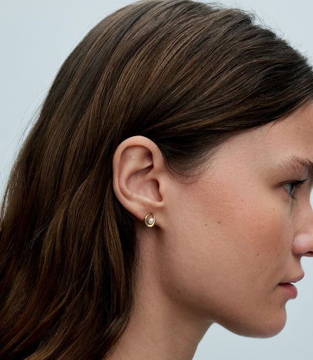 Pandora Essence 14K Gold-Plated Organically Shaped Oval & Treated Freshwater Cultured Pearl Stud Earrings