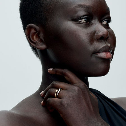 Pandora Essence Two-Tone Entwined Bands Ring Size 7.5