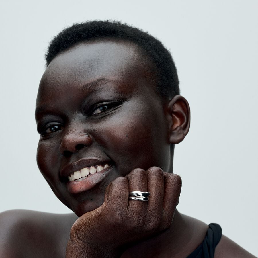 Pandora Essence Organically Shaped Stacking Rings Size 7.5