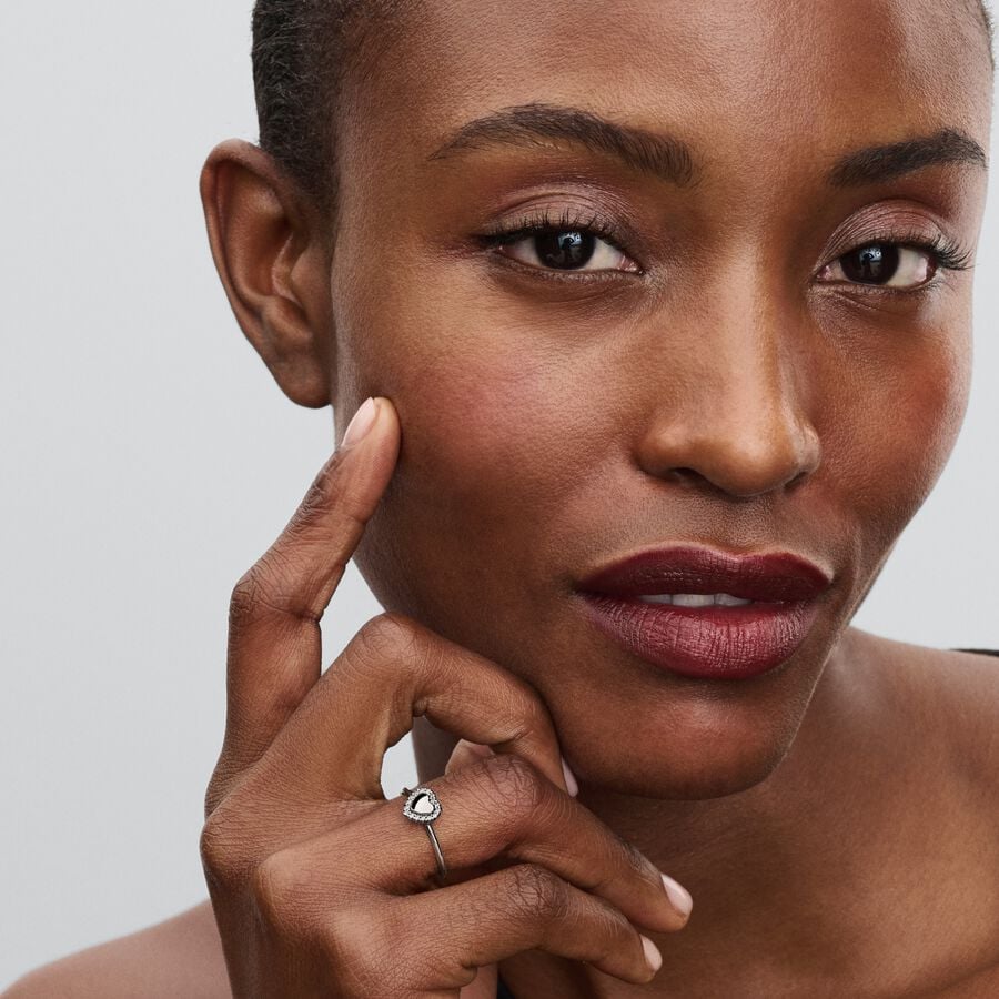 Pandora Timeless Engravable Heart Halo Ring Size 6