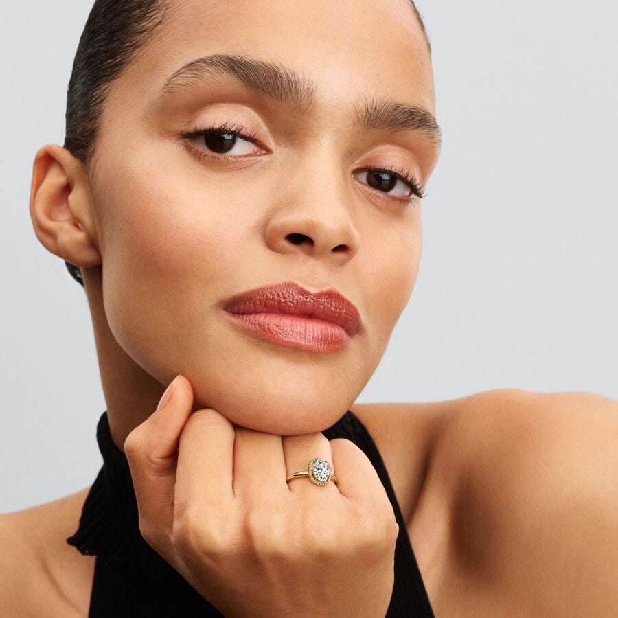 Pandora Timeless Oval Sparkling Halo Ring Size 7.5