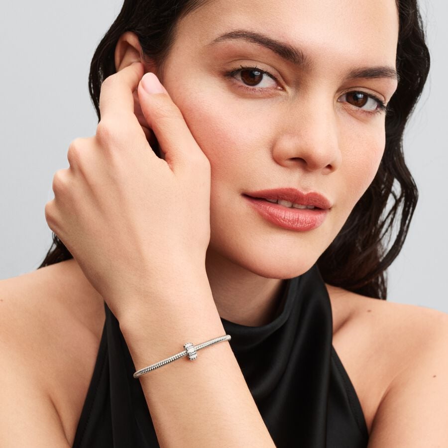 Pandora Moments Silver Stones And Enamel Clip Charm