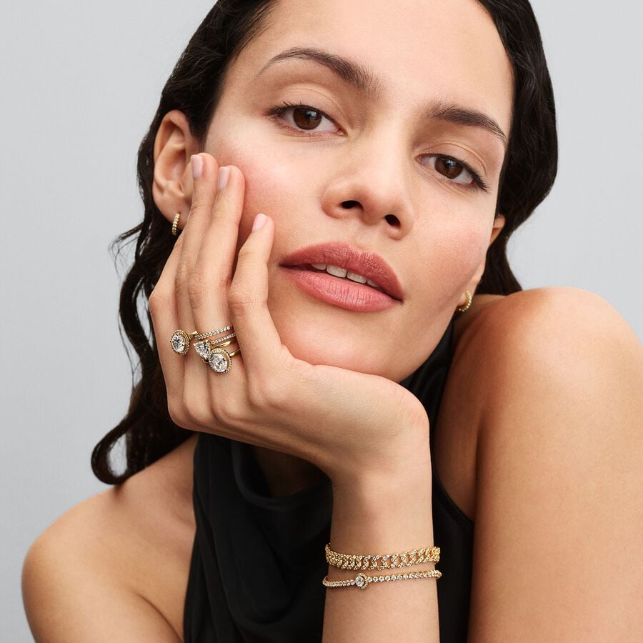 Pandora Timeless Oval Sparkling Halo Ring Size 7.5