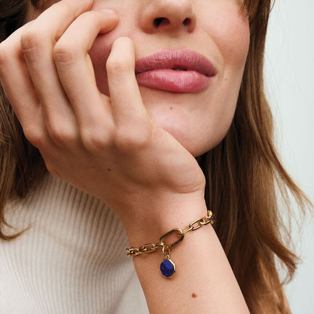 Pandora ME/Moments 14K Gold-Plated Blue Engravable Mini Medallion Charm