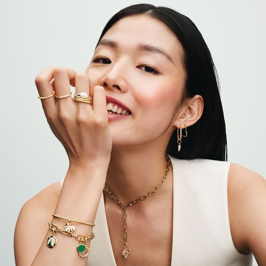 Pandora Moments 14K Gold-Plated Asymmetrical Heart Hoop Earrings