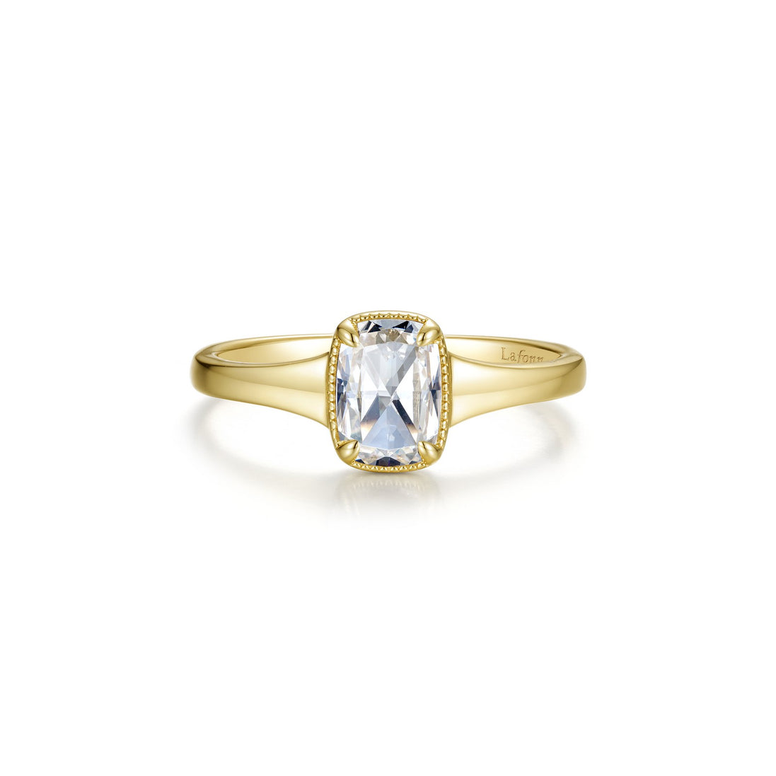 Lafonn Gold Plated 1.24 CTW Simulated Diamond Elara Vintage Rose-Cut Cushion Cut Ring Size 6