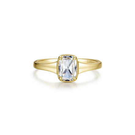 Lafonn Gold Plated 1.24 CTW Simulated Diamond Elara Vintage Rose-Cut Cushion Cut Ring Size 6