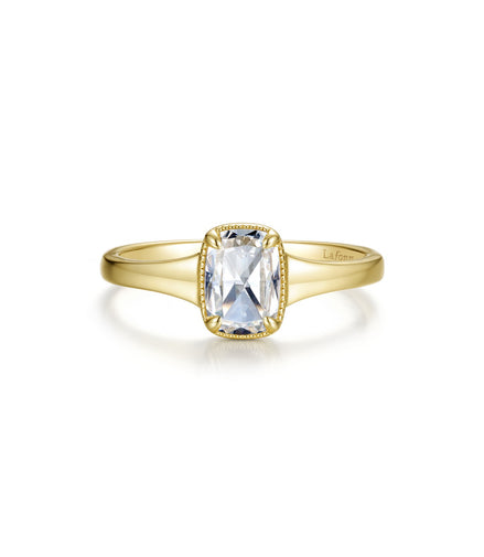 Lafonn Gold Plated 1.24 CTW Simulated Diamond Elara Vintage Rose-Cut Cushion Cut Ring Size 6