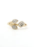 14K Yellow Gold Emerald and Pear Shaped Diamond Ring