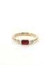 14K Yellow Gold Ruby and Diamond Beaded Stackable Fashion Ring