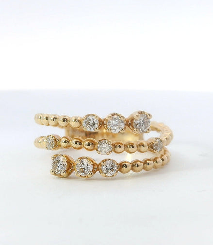 14K Yellow Gold and 0.41 CTW DIamond Fashion Wrap Ring
