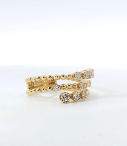 14K Yellow Gold and 0.41 CTW DIamond Fashion Wrap Ring