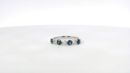 14K White Gold Sapphire and 0.78 CTW Diamond Band