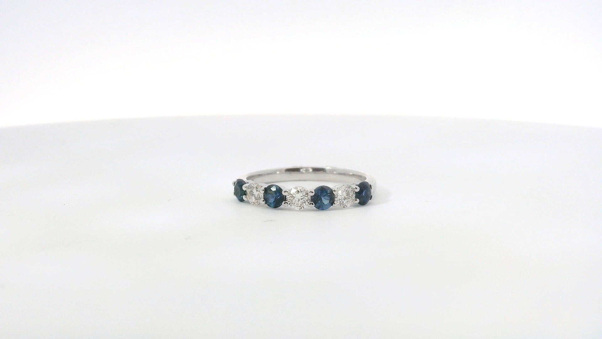 14K White Gold Sapphire and 0.78 CTW Diamond Band