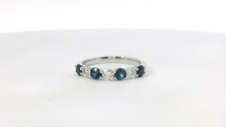 14K White Gold Sapphire and 0.78 CTW Diamond Band