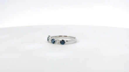 14K White Gold Sapphire and 0.78 CTW Diamond Band