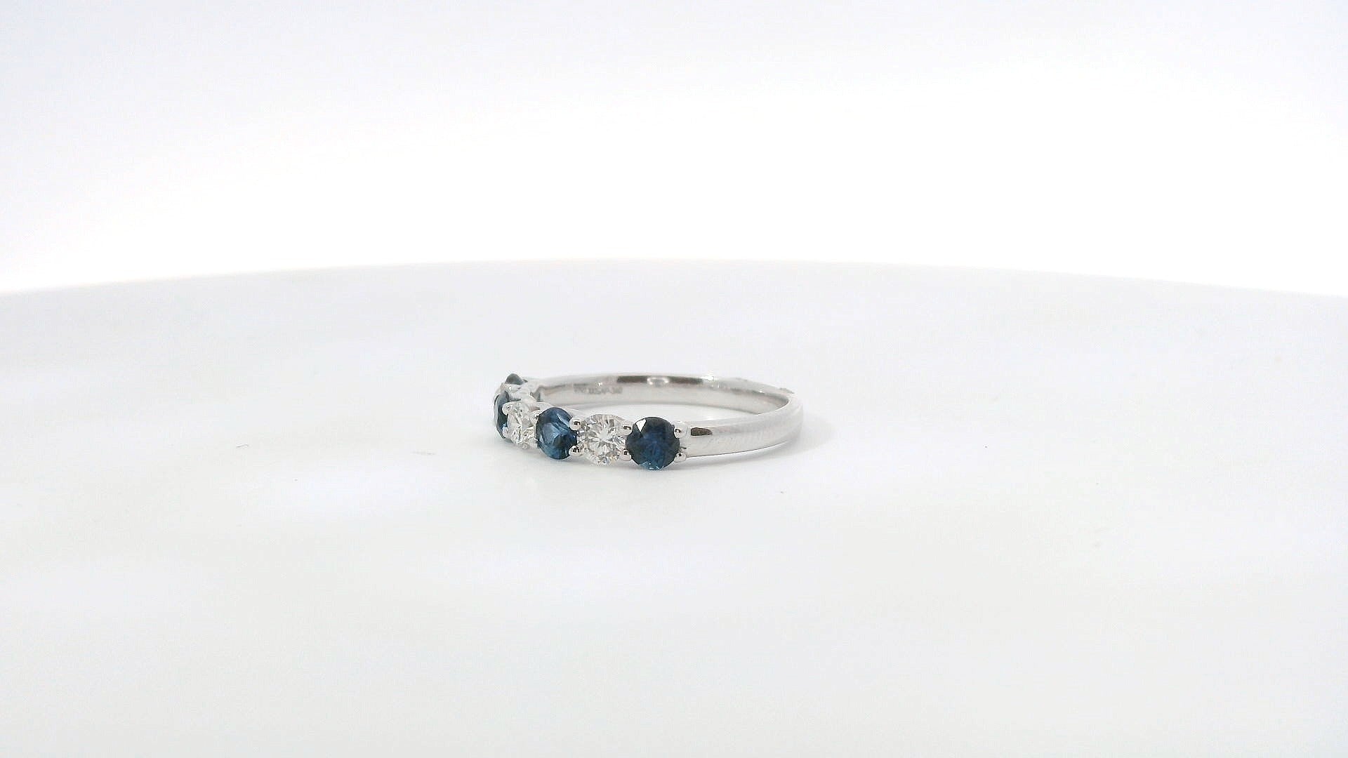 14K White Gold Sapphire and 0.78 CTW Diamond Band