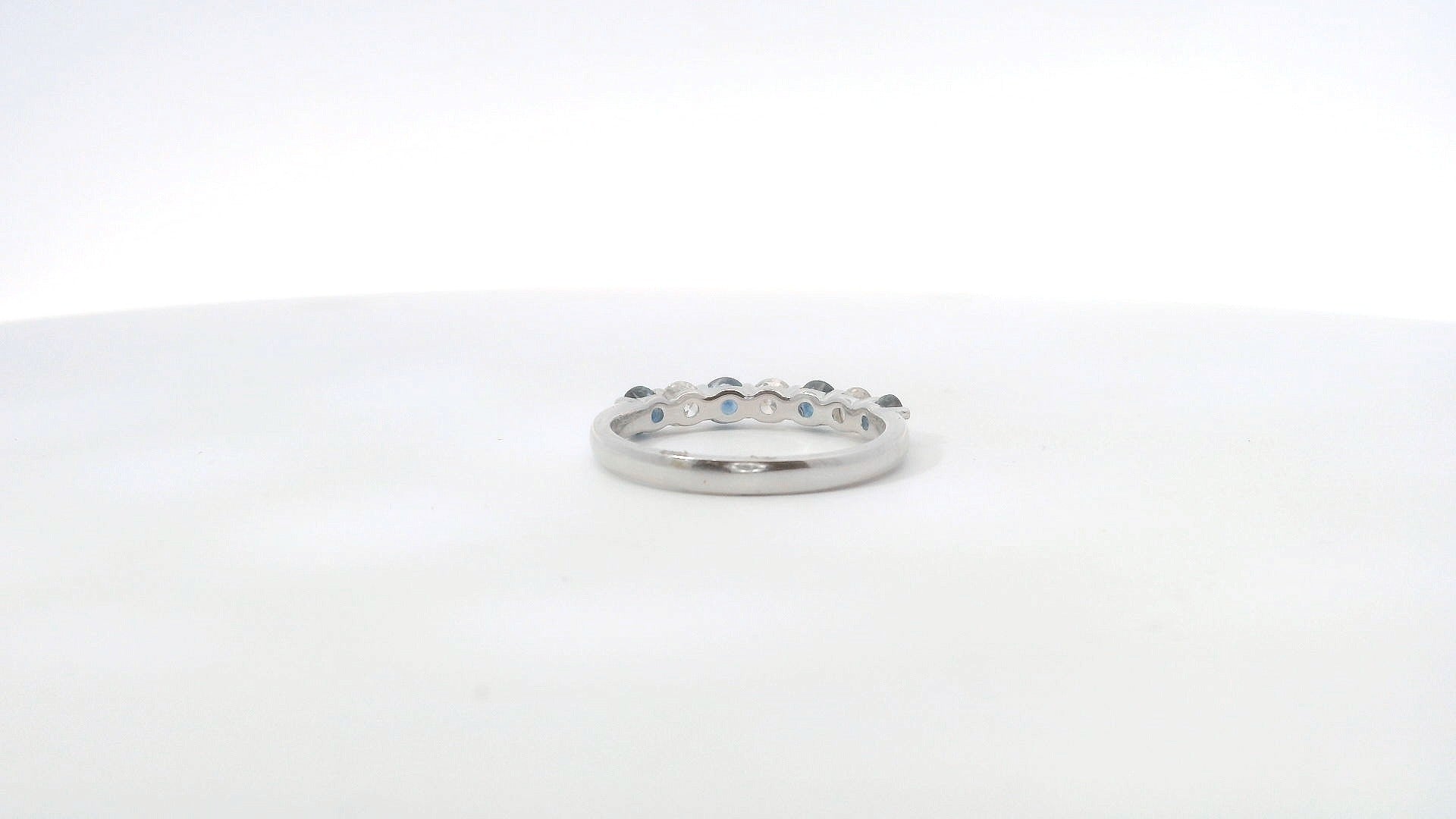 14K White Gold Sapphire and 0.78 CTW Diamond Band