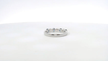 14K White Gold Sapphire and 0.78 CTW Diamond Band