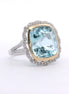 14K White Gold Aquamarine & Diamond Cushion Cut Fashion Ring