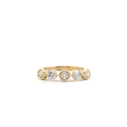 14K Yellow Gold Diamond Alternating Bezel Fashion Ring
