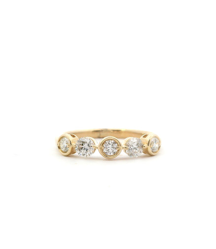 14K Yellow Gold Diamond Alternating Bezel Fashion Ring
