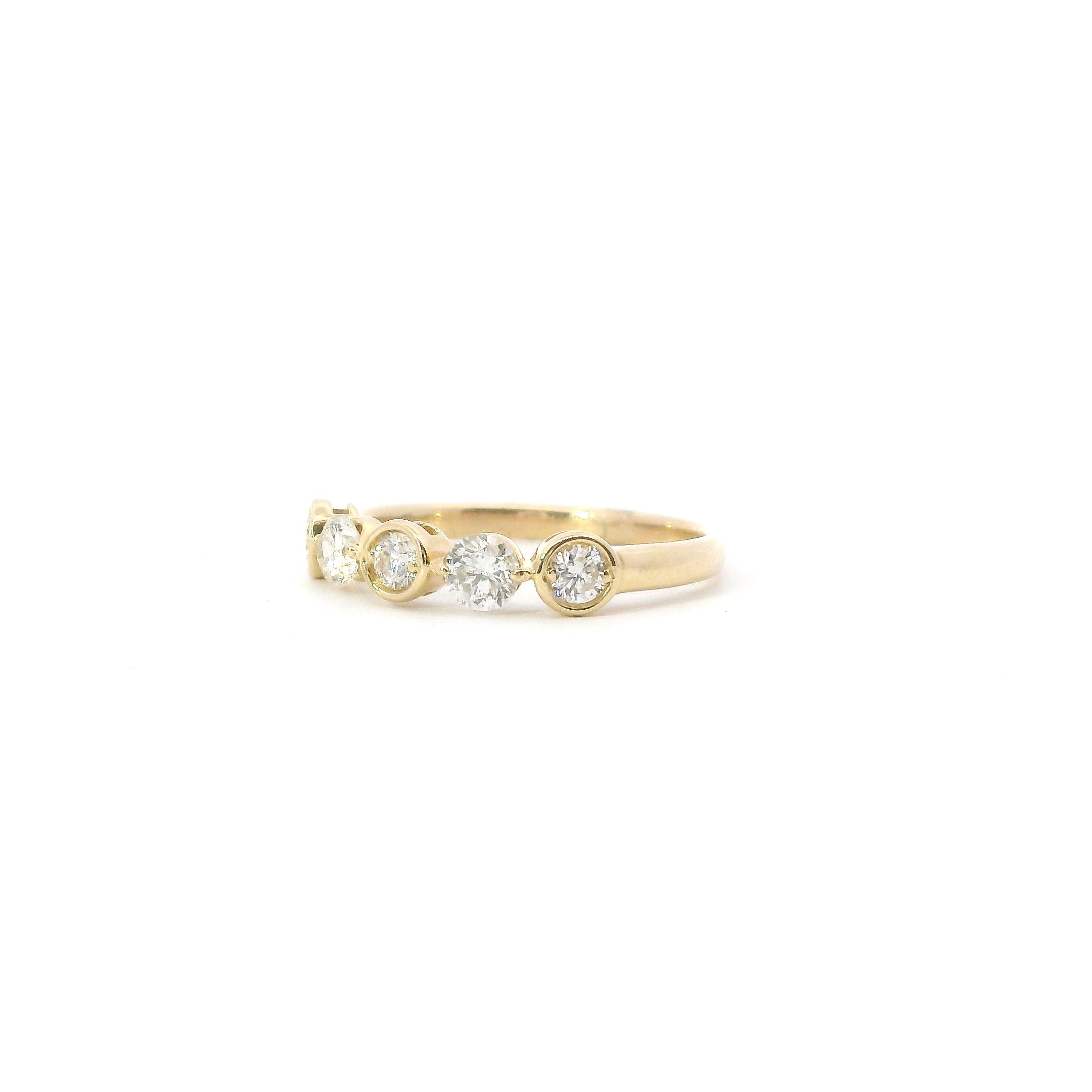 14K Yellow Gold Diamond Alternating Bezel Fashion Ring