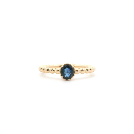 14K Yellow Gold Sapphire Beaded Stackable Fashion Ring