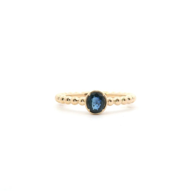 14K Yellow Gold Sapphire Beaded Stackable Fashion Ring