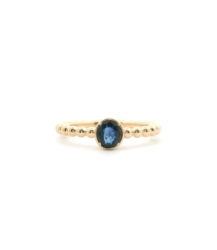 14K Yellow Gold Sapphire Beaded Stackable Fashion Ring
