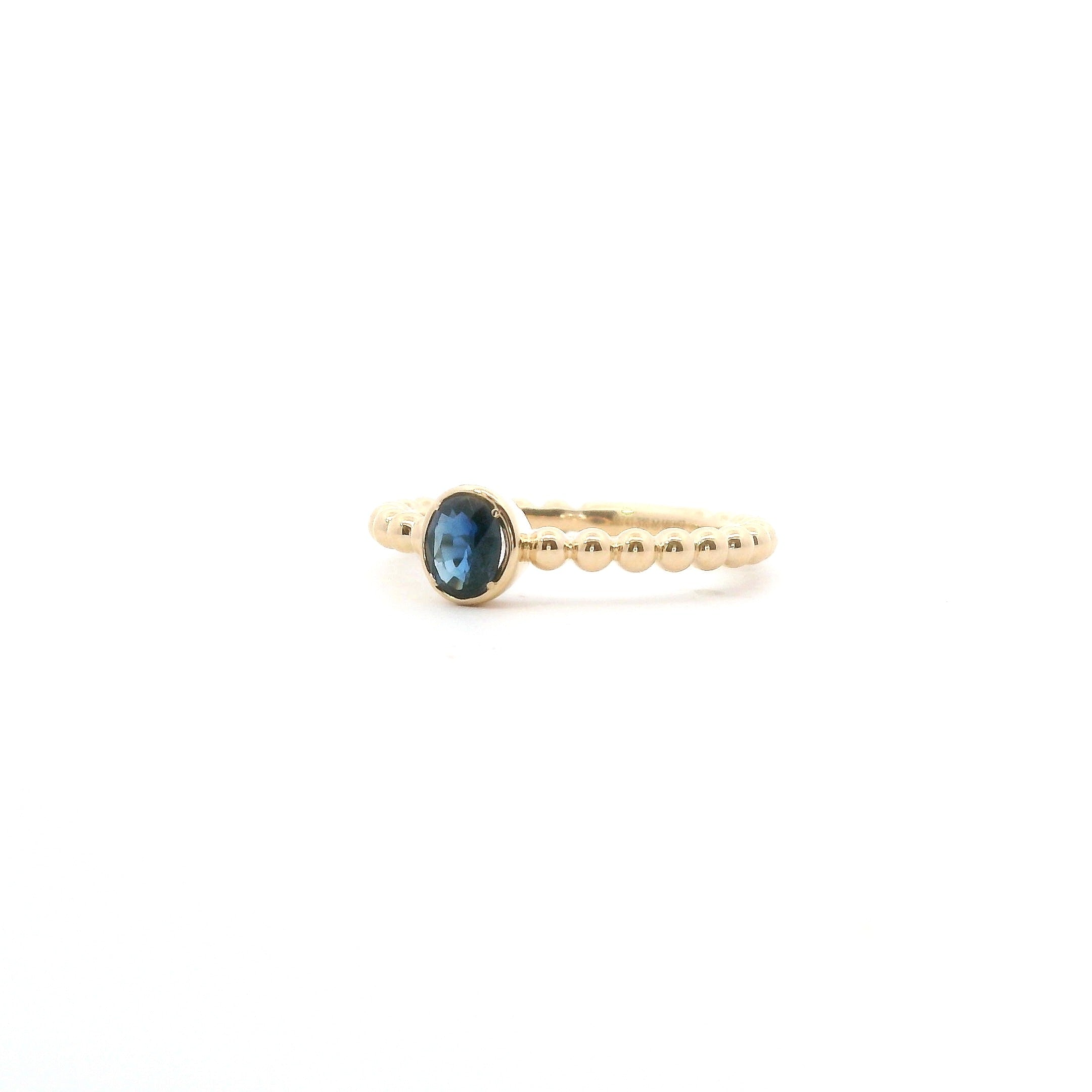 14K Yellow Gold Sapphire Beaded Stackable Fashion Ring