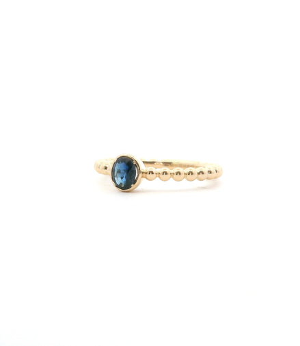 14K Yellow Gold Sapphire Beaded Stackable Fashion Ring