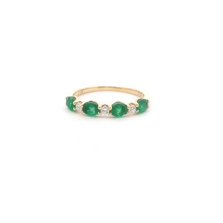 14K Yellow Gold Emerald & Diamond Fashion Band