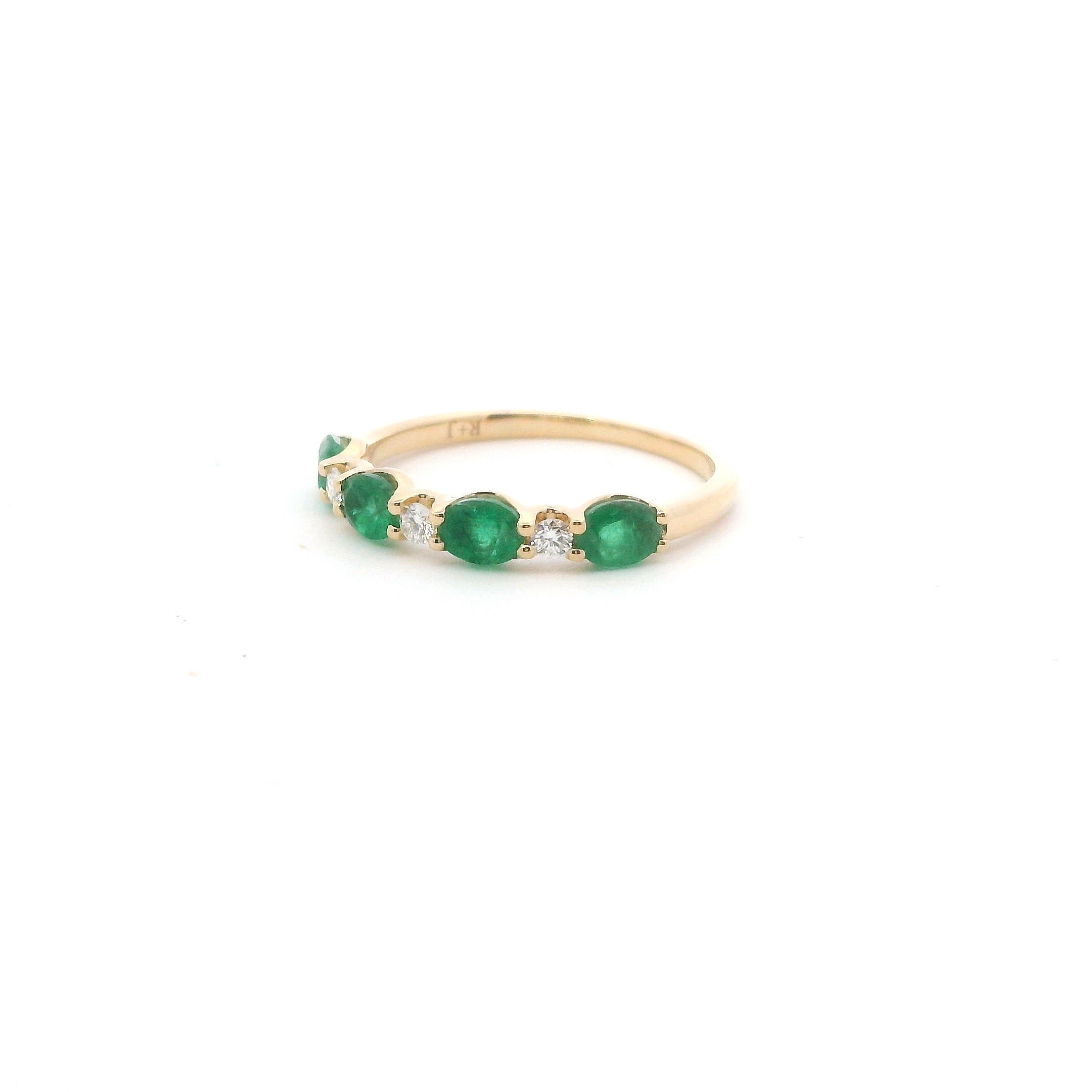 14K Yellow Gold Emerald & Diamond Fashion Band