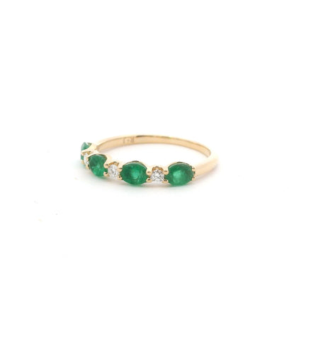14K Yellow Gold Emerald & Diamond Fashion Band
