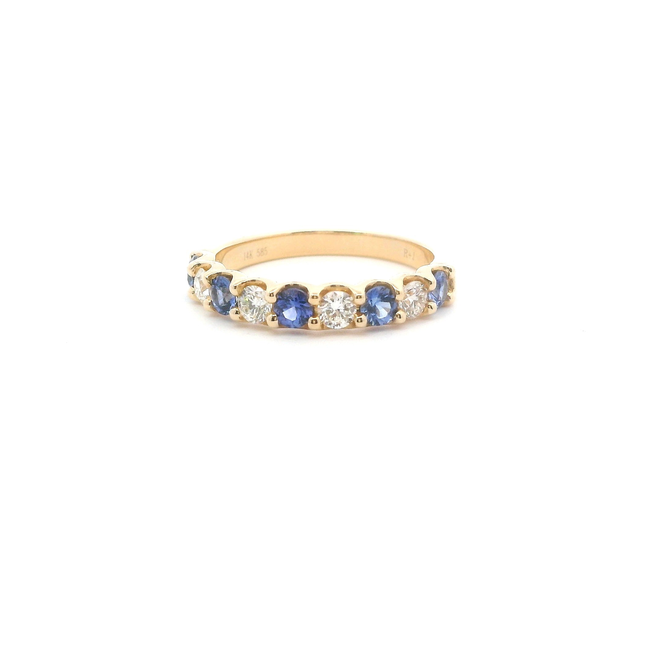 14K Yellow Gold Sapphire & Diamond Fashion Band