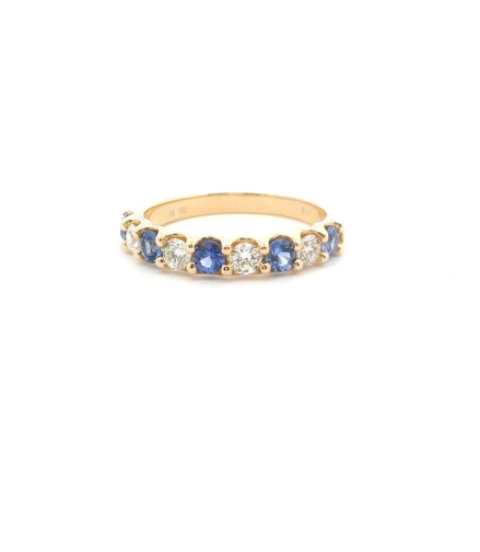 14K Yellow Gold Sapphire & Diamond Fashion Band