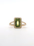 14K Yellow Gold Diamond & Peridot Emerald Shaped Fashion Ring