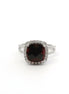 14K White Gold Diamond & Garnet Cushion Cut Fashion Ring