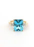 14K Yellow Gold Diamond & Blue Topaz Fashion Ring