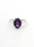 14K White Gold Diamond & Amethyst Oval Shaped Fashion Ring