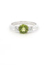 14K White Gold Diamond & Peridot Round Fashion Ring