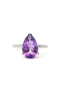 14K White Gold Diamond And Amethyst Pear Fashion Ring