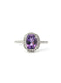 14K White Gold Diamond And Amethyst Oval Halo Fashion Ring