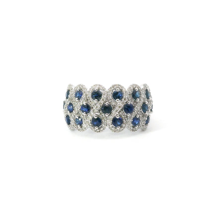 14K White Gold Diamond Infinity Halo And Sapphire Fashion Ring