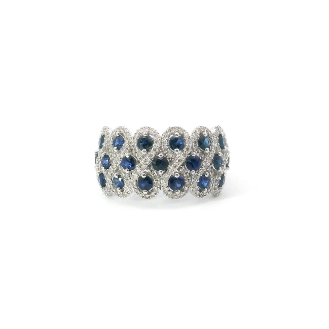 14K White Gold Diamond Infinity Halo And Sapphire Fashion Ring