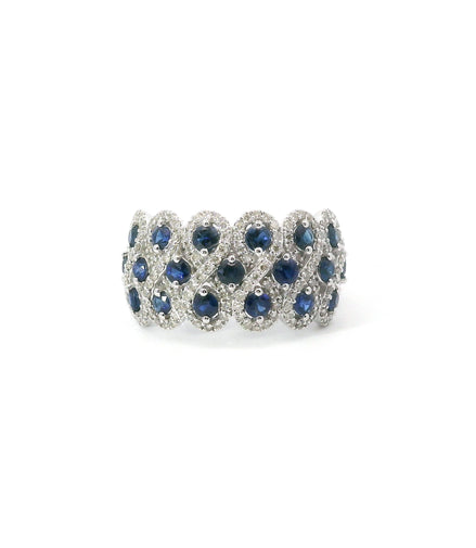 14K White Gold Diamond Infinity Halo And Sapphire Fashion Ring