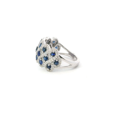 14K White Gold Diamond Infinity Halo And Sapphire Fashion Ring
